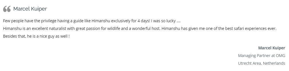 Marcel Kuiper's Review of Himanshu Bagde's Safari Service