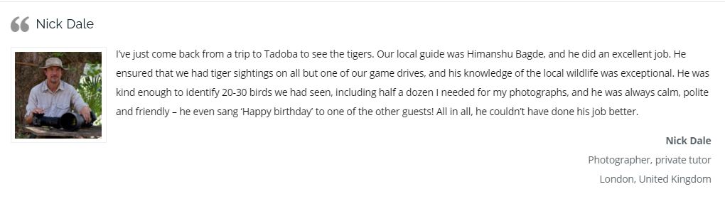 Nick Dale's Radha Venugopal's Review of Himanshu Bagde's Safari Service