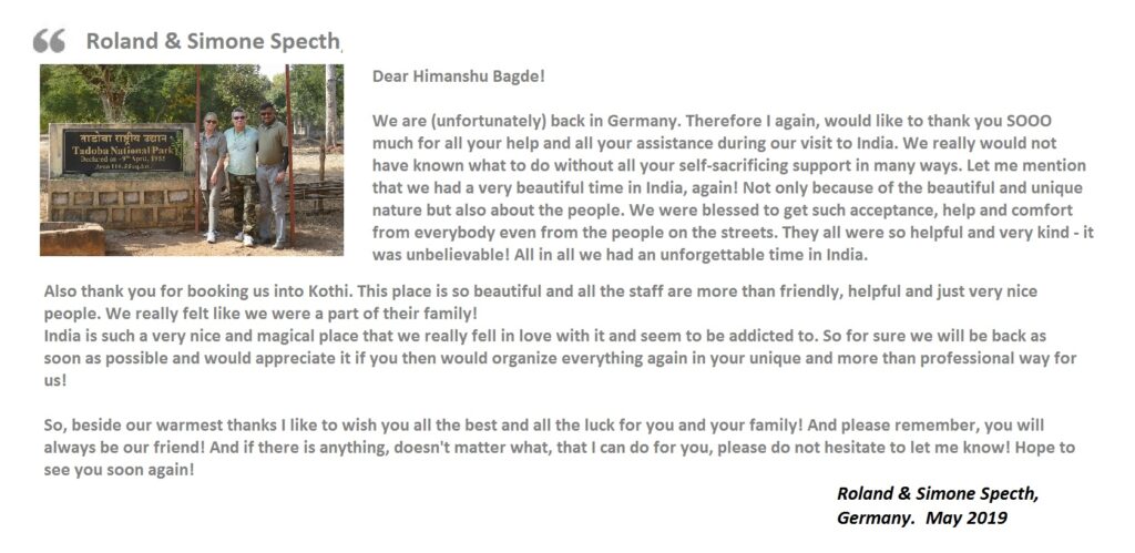 Roland & Simone Specth Review of Himanshu Bagde safari